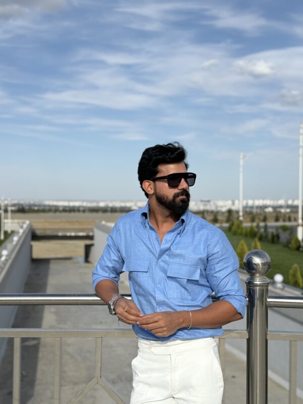 Sky blue double pocket shirt - Image 3