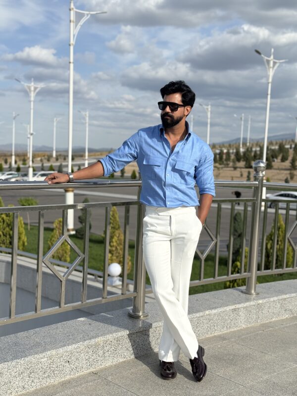 Sky blue double pocket shirt - Image 4