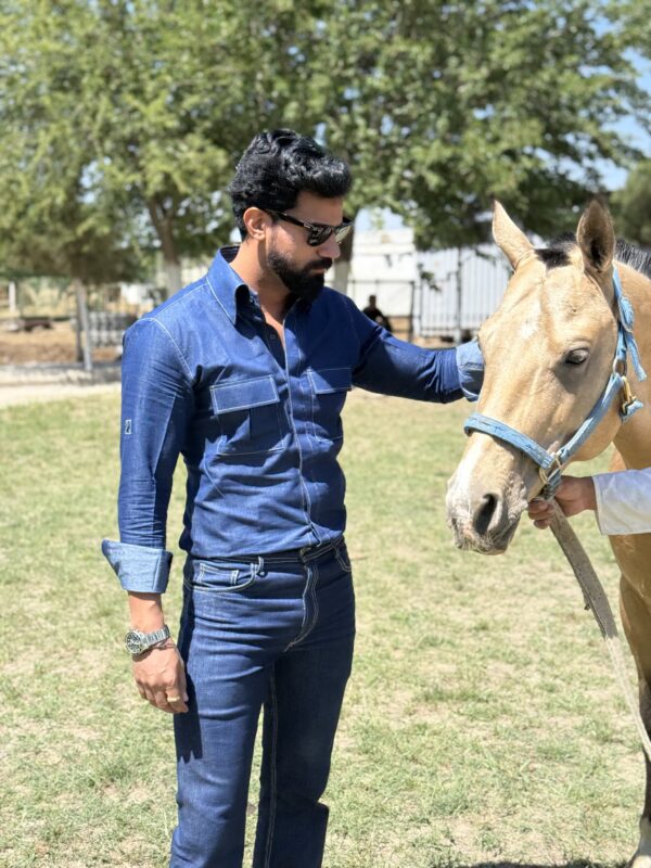 Classy blue fit denim double pocket shirt - Image 3