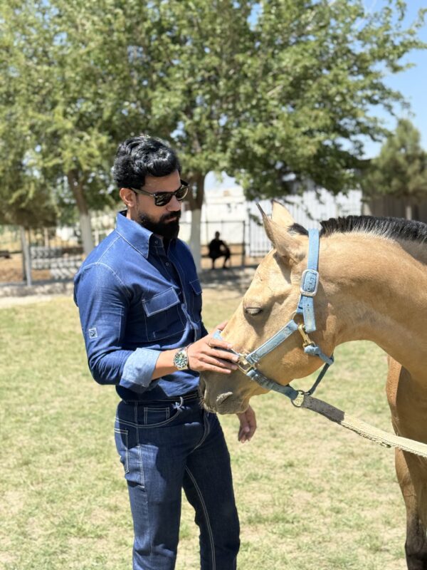 Classy blue fit denim double pocket shirt