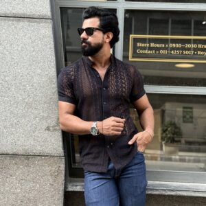 Black knitted mesh shirt