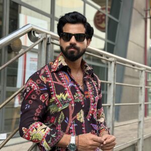 Black floral shirt
