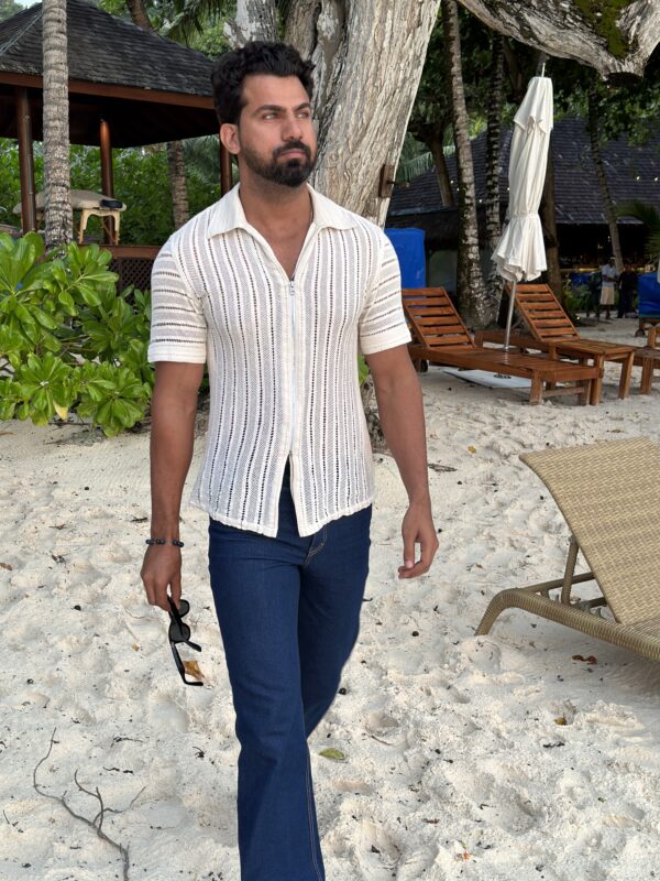 Cream crochet shirt - Image 4