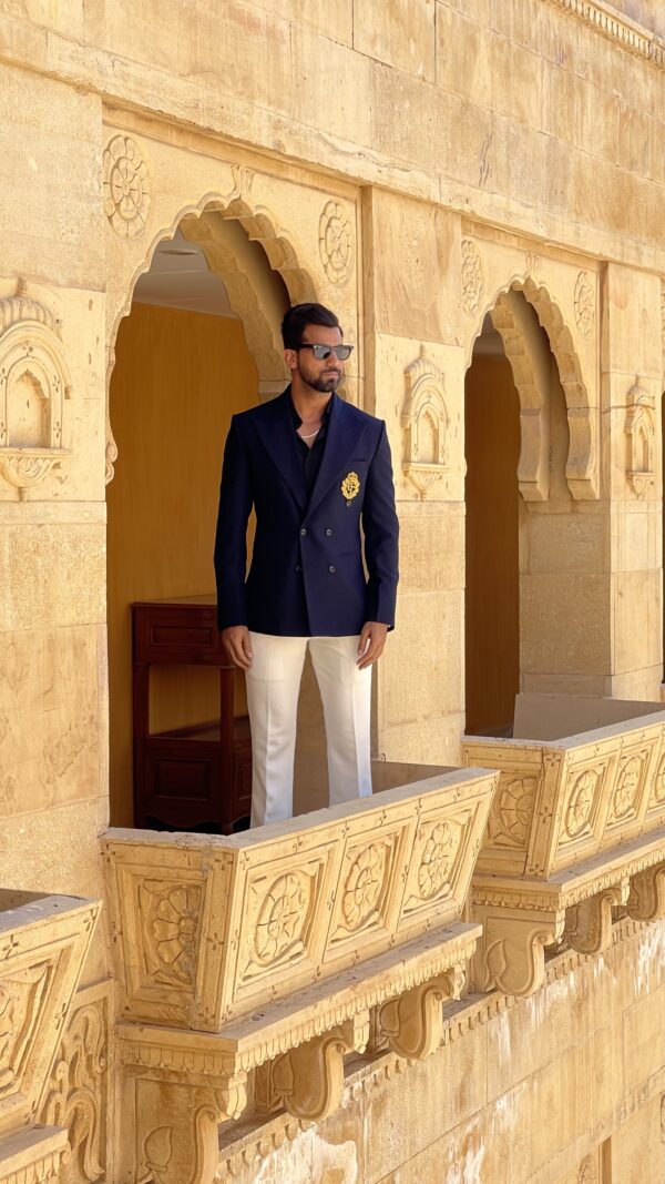 Classic navy medallion blazer