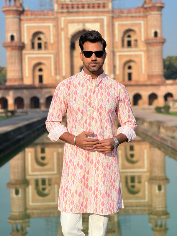 Pink Chikankari kurta - Image 2