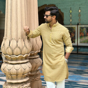 Beige chikankari kurta