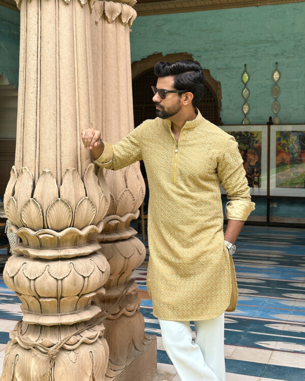 Beige chikankari kurta