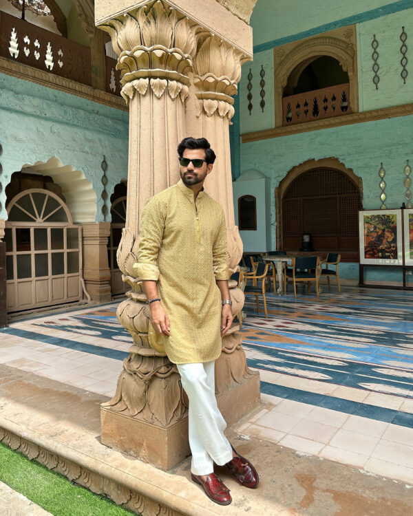 Beige chikankari kurta - Image 4