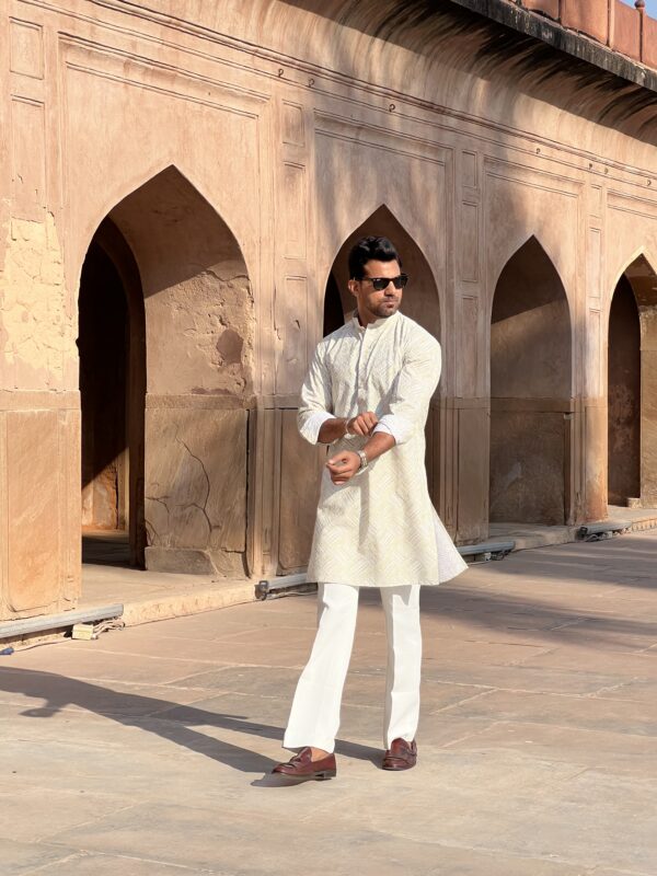 Pastel green chikankari kurta - Image 3