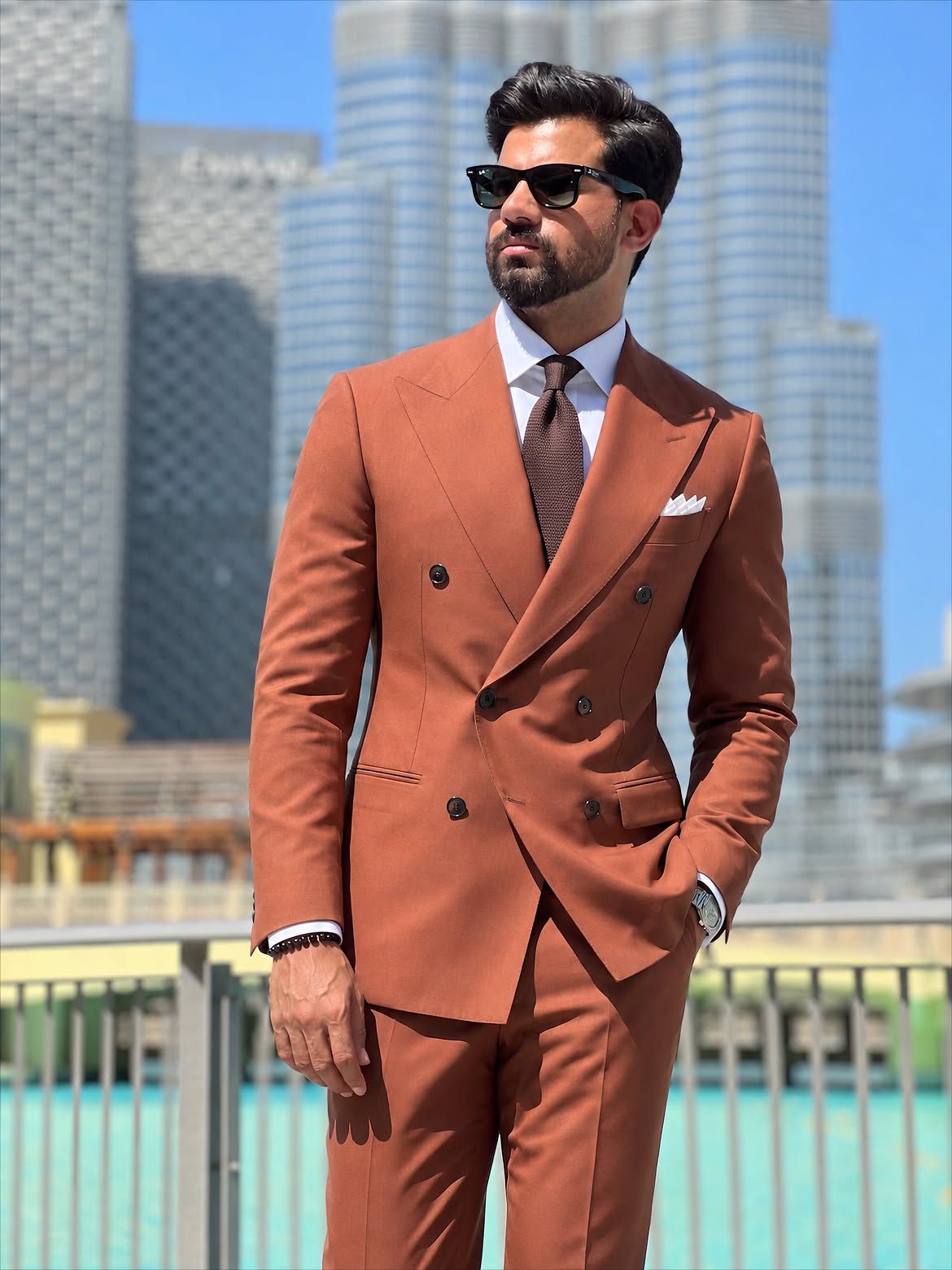Home rust double-breasted suit